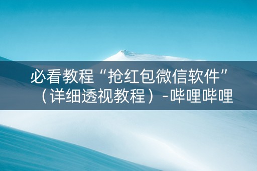 必看教程“抢红包微信软件”（详细透视教程）-哔哩哔哩