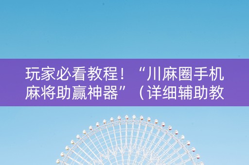 玩家必看教程！“川麻圈手机麻将助赢神器”（详细辅助教程）-哔哩哔哩