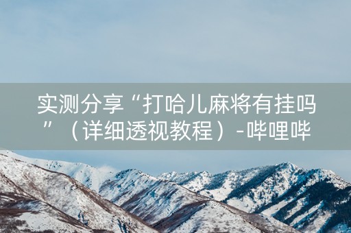 实测分享“打哈儿麻将有挂吗”（详细透视教程）-哔哩哔哩