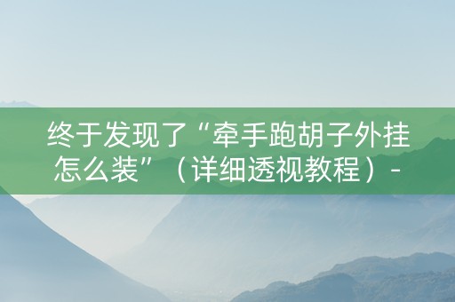 终于发现了“牵手跑胡子外挂怎么装”（详细透视教程）-哔哩哔哩
