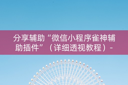 分享辅助“微信小程序雀神辅助插件”（详细透视教程）-哔哩哔哩