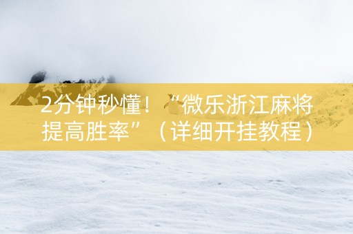 2分钟秒懂！“微乐浙江麻将提高胜率”（详细开挂教程）-哔哩哔哩