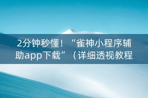 2分钟秒懂！“雀神小程序辅助app下载”（详细透视教程）-哔哩哔哩