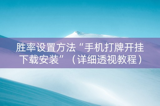 胜率设置方法“手机打牌开挂下载安装”（详细透视教程）-哔哩哔哩