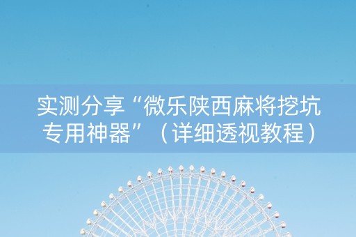 实测分享“微乐陕西麻将挖坑专用神器”（详细透视教程）-哔哩哔哩