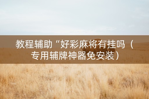 教程辅助“好彩麻将有挂吗（专用辅牌神器免安装）