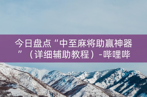 今日盘点“中至麻将助赢神器”（详细辅助教程）-哔哩哔哩