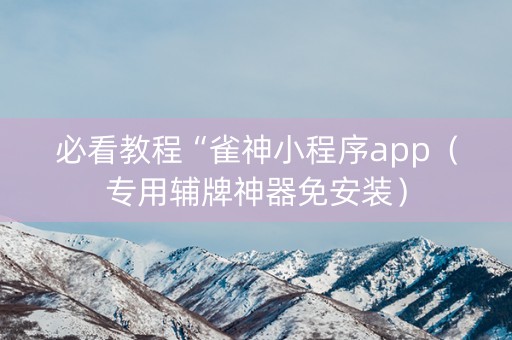 必看教程“雀神小程序app（专用辅牌神器免安装）