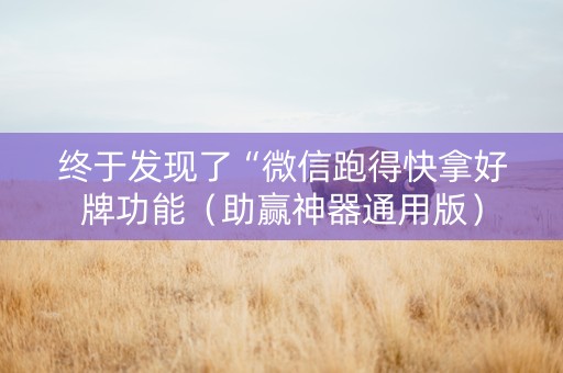 终于发现了“微信跑得快拿好牌功能（助赢神器通用版）