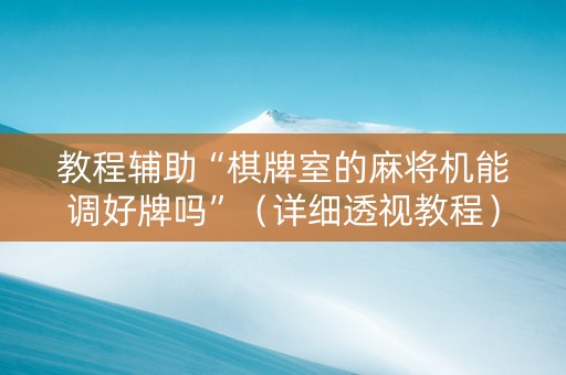 教程辅助“棋牌室的麻将机能调好牌吗”（详细透视教程）-哔哩哔哩