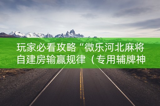 玩家必看攻略“微乐河北麻将自建房输赢规律（专用辅牌神器免安装）