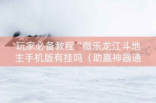 玩家必备教程“微乐龙江斗地主手机版有挂吗（助赢神器通用版）