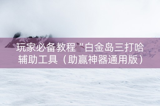 玩家必备教程“白金岛三打哈辅助工具（助赢神器通用版）
