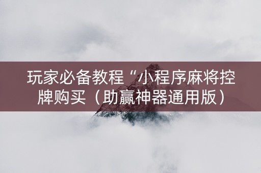 玩家必备教程“小程序麻将控牌购买（助赢神器通用版）