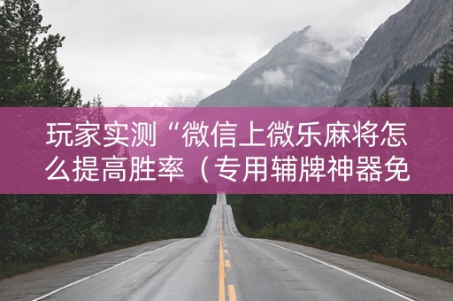 玩家实测“微信上微乐麻将怎么提高胜率（专用辅牌神器免安装）