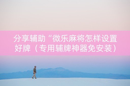 分享辅助“微乐麻将怎样设置好牌（专用辅牌神器免安装）