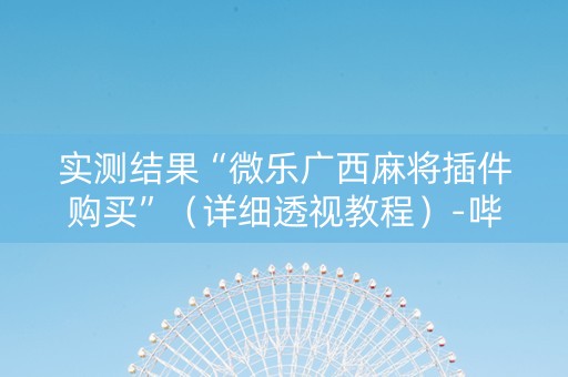 实测结果“微乐广西麻将插件购买”（详细透视教程）-哔哩哔哩
