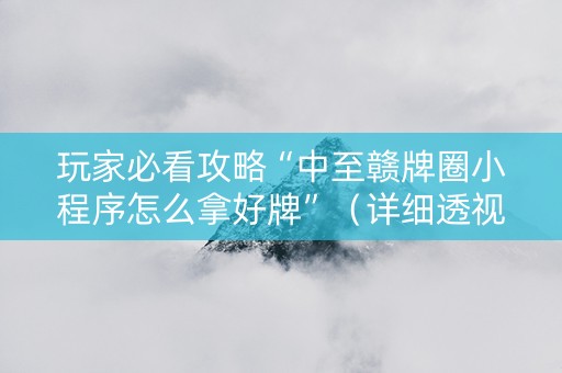 玩家必看攻略“中至赣牌圈小程序怎么拿好牌”（详细透视教程）-哔哩哔哩