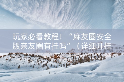 玩家必看教程！“麻友圈安全版亲友圈有挂吗”（详细开挂教程）-哔哩哔哩