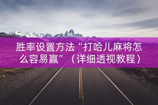 胜率设置方法“打哈儿麻将怎么容易赢”（详细透视教程）-哔哩哔哩