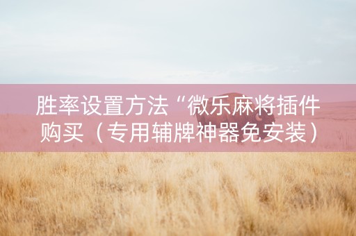 胜率设置方法“微乐麻将插件购买（专用辅牌神器免安装）
