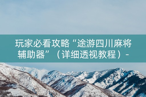 玩家必看攻略“途游四川麻将辅助器”（详细透视教程）-哔哩哔哩