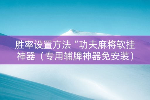 胜率设置方法“功夫麻将软挂神器（专用辅牌神器免安装）