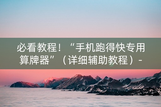 必看教程！“手机跑得快专用算牌器”（详细辅助教程）-哔哩哔哩