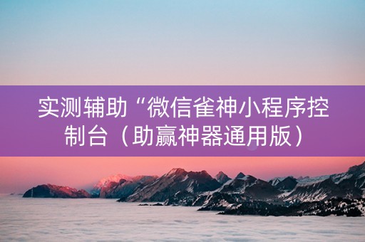 实测辅助“微信雀神小程序控制台（助赢神器通用版）