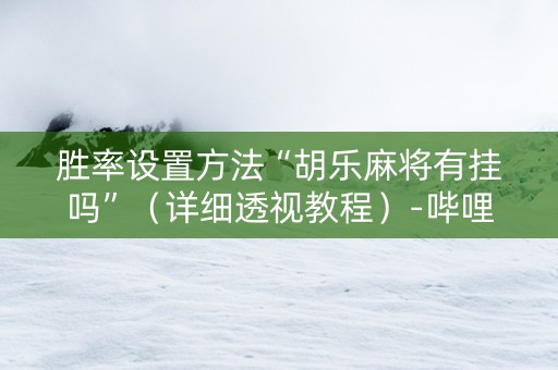 胜率设置方法“胡乐麻将有挂吗”（详细透视教程）-哔哩哔哩