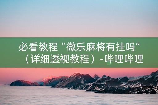 必看教程“微乐麻将有挂吗”（详细透视教程）-哔哩哔哩