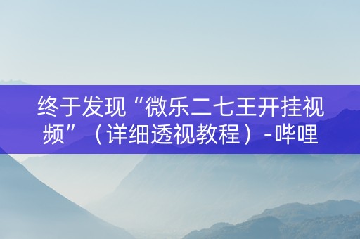 终于发现“微乐二七王开挂视频”（详细透视教程）-哔哩哔哩