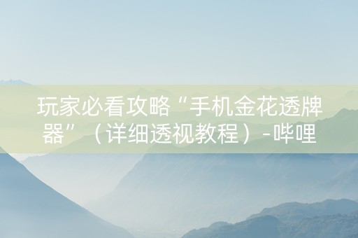 玩家必看攻略“手机金花透牌器”（详细透视教程）-哔哩哔哩