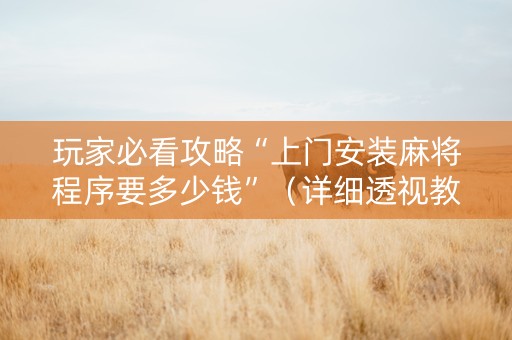 玩家必看攻略“上门安装麻将程序要多少钱”（详细透视教程）-哔哩哔哩