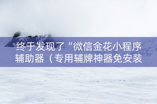 终于发现了“微信金花小程序辅助器（专用辅牌神器免安装）