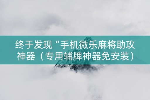 终于发现“手机微乐麻将助攻神器（专用辅牌神器免安装）
