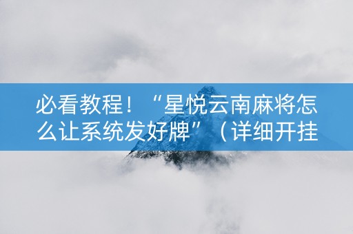 必看教程！“星悦云南麻将怎么让系统发好牌”（详细开挂教程）-哔哩哔哩