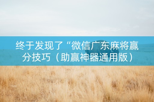 终于发现了“微信广东麻将赢分技巧（助赢神器通用版）