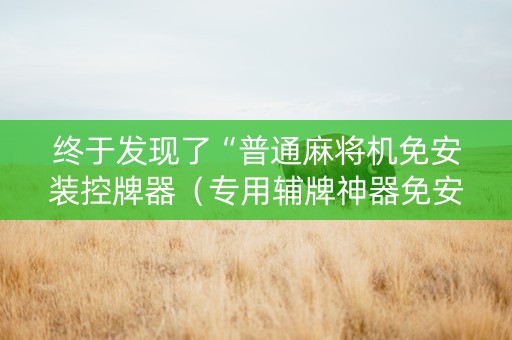 终于发现了“普通麻将机免安装控牌器（专用辅牌神器免安装）