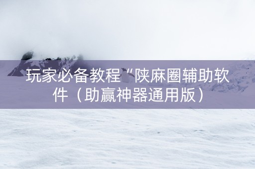 玩家必备教程“陕麻圈辅助软件（助赢神器通用版）