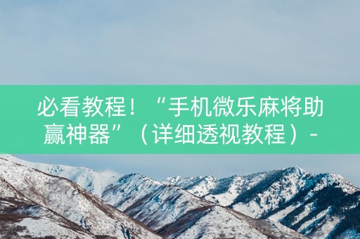 必看教程！“手机微乐麻将助赢神器”（详细透视教程）-哔哩哔哩
