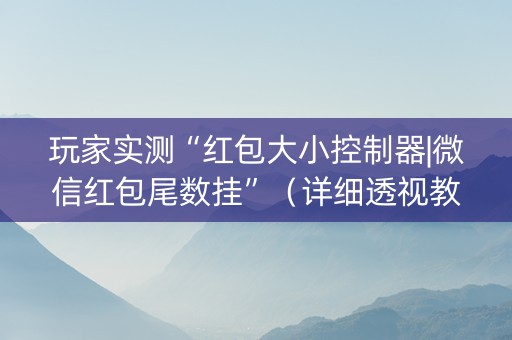 玩家实测“红包大小控制器|微信红包尾数挂”（详细透视教程）-哔哩哔哩