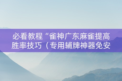 必看教程“雀神广东麻雀提高胜率技巧（专用辅牌神器免安装）