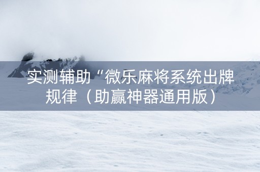 实测辅助“微乐麻将系统出牌规律（助赢神器通用版）