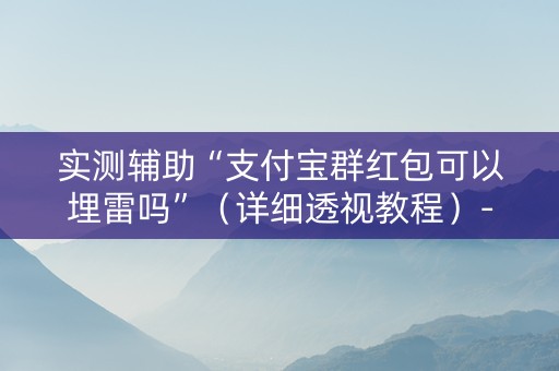 实测辅助“支付宝群红包可以埋雷吗”（详细透视教程）-哔哩哔哩