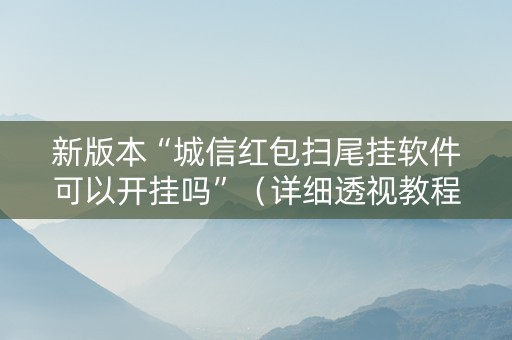 新版本“城信红包扫尾挂软件可以开挂吗”（详细透视教程）-哔哩哔哩