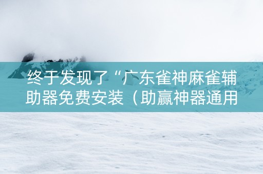 终于发现了“广东雀神麻雀辅助器免费安装（助赢神器通用版）
