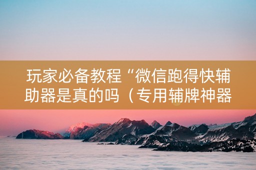 玩家必备教程“微信跑得快辅助器是真的吗（专用辅牌神器免安装）