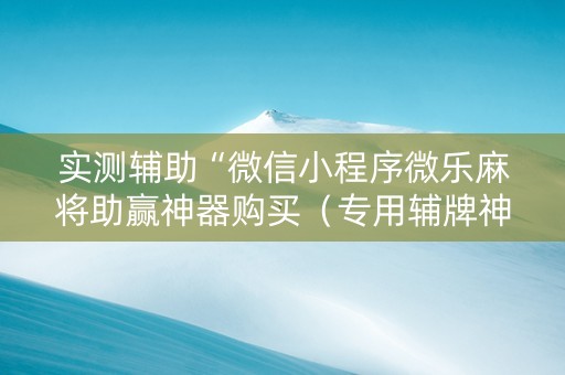 实测辅助“微信小程序微乐麻将助赢神器购买（专用辅牌神器免安装）