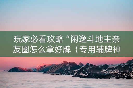 玩家必看攻略“闲逸斗地主亲友圈怎么拿好牌（专用辅牌神器免安装）